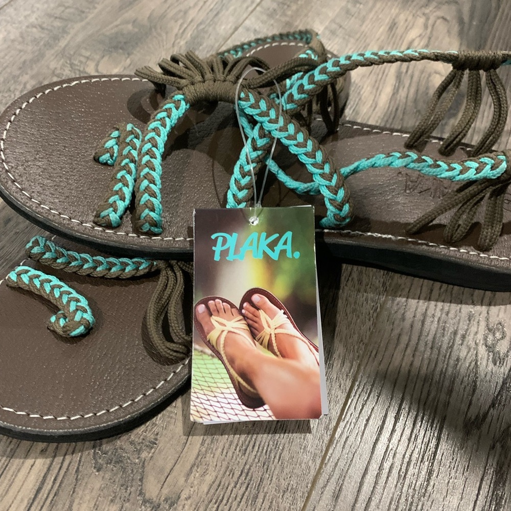 Plaka Sandals Brown/Teal US Size 9 - Picture 7 of 9